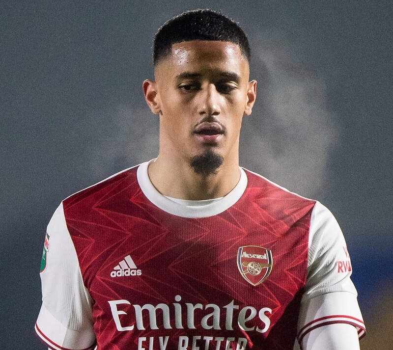Sự nghiệp của Saliba chưa phát triển thêm từ khi tới Arsenal. (Ảnh: The Irish Sun)