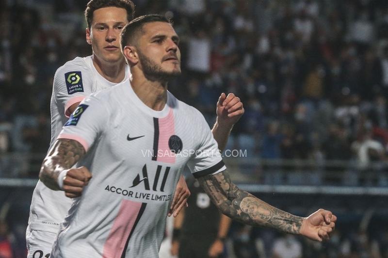 Icardi dứt điểm thành công sau đường chuyền dọn cố của Mbappe (Ảnh: Getty Images)