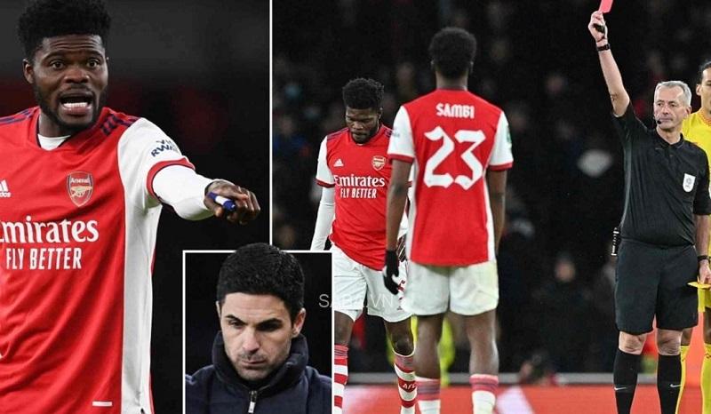 Thẻ đỏ của Partey gián tiếp làm HLV Arteta lập nên những kỷ lục buồn