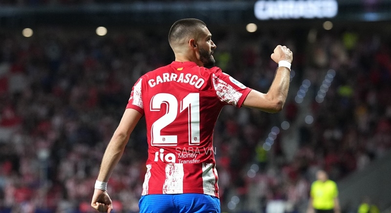 Pha lập công duy nhất của Carrasco giúp Atletico giành trọn 3 điểm 