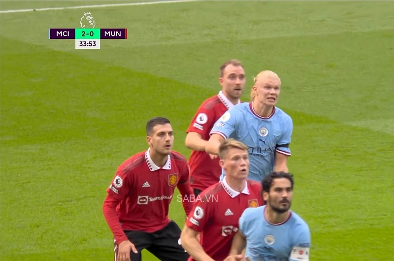 Khó có thể hiểu nổi quyết định để Eriksen kèm Haaland trong những tình huống cố định