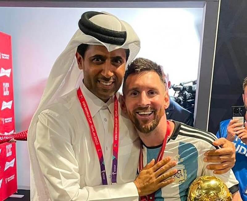 Chủ tịch Khelaifi chúc mừng Messi vô địch World Cup
