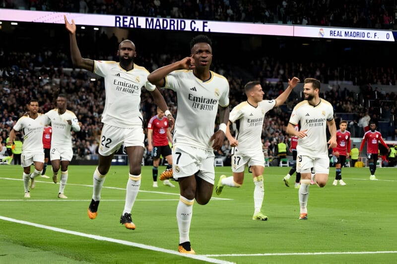 Vinicius Jr ghi bàn mở tỷ số cho Real Madrid (Ảnh: GETTY).